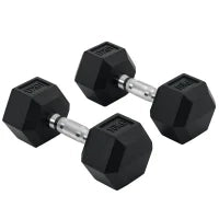 Set 2 Manubri Esagonali da 10kg in Metallo e Gomma per Workout in Palestra, Casa e Ufficio, Nero