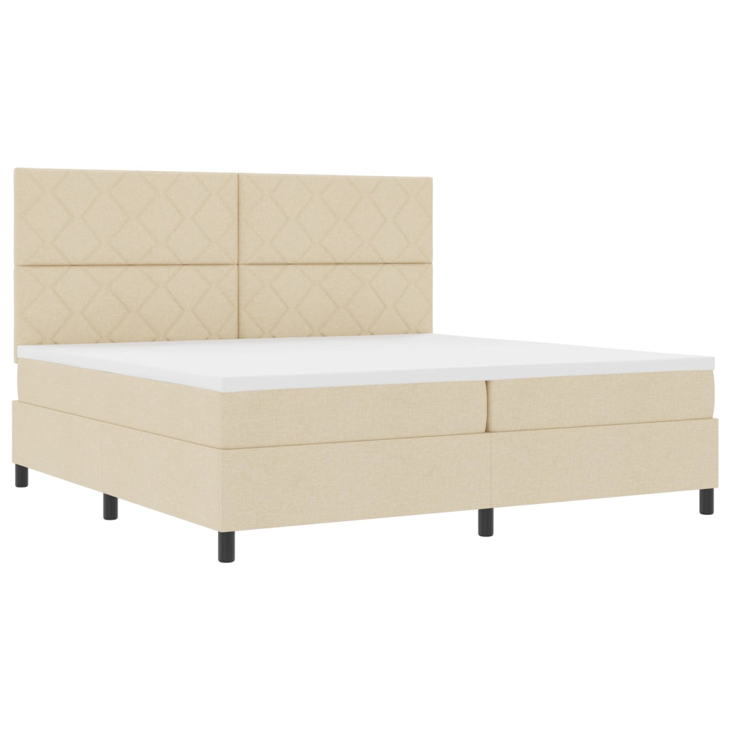 Letto box spring con materasso crema 200x200 cm in tessuto