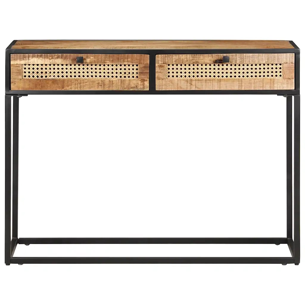 Tavolo Consolle 100x35x75 cm in Legno di Mango e Canna Naturalecod mxl 106788