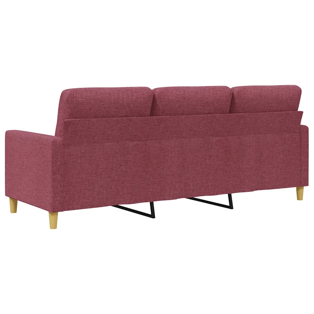 Divano a 3 Posti Rosso Vino 180 cm in Tessuto 359249