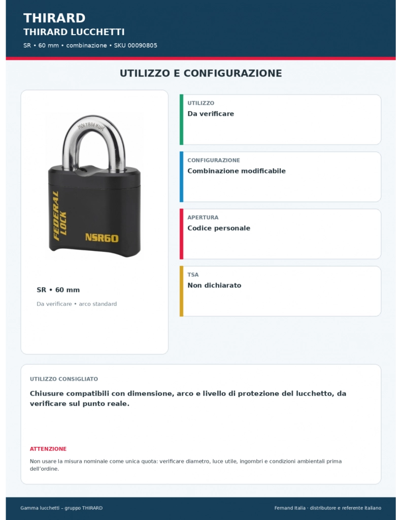 Lucchetto SR 60 mm a combinazione modificabile – THIRARD