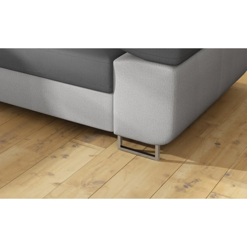 Divano ad angolo convertibile MENTON grigio e bianco bouclé – Angolo sinistro con vano contenitore