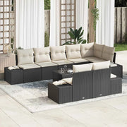 Set Divano da Giardino Nero e Crema Poly Rattan 3355786