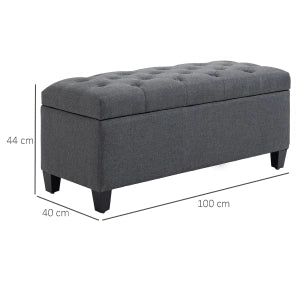Panca contenitore imbottita con seduta morbida e vano interno in poliestere grigio scuro 100 × 40 × 44 cm