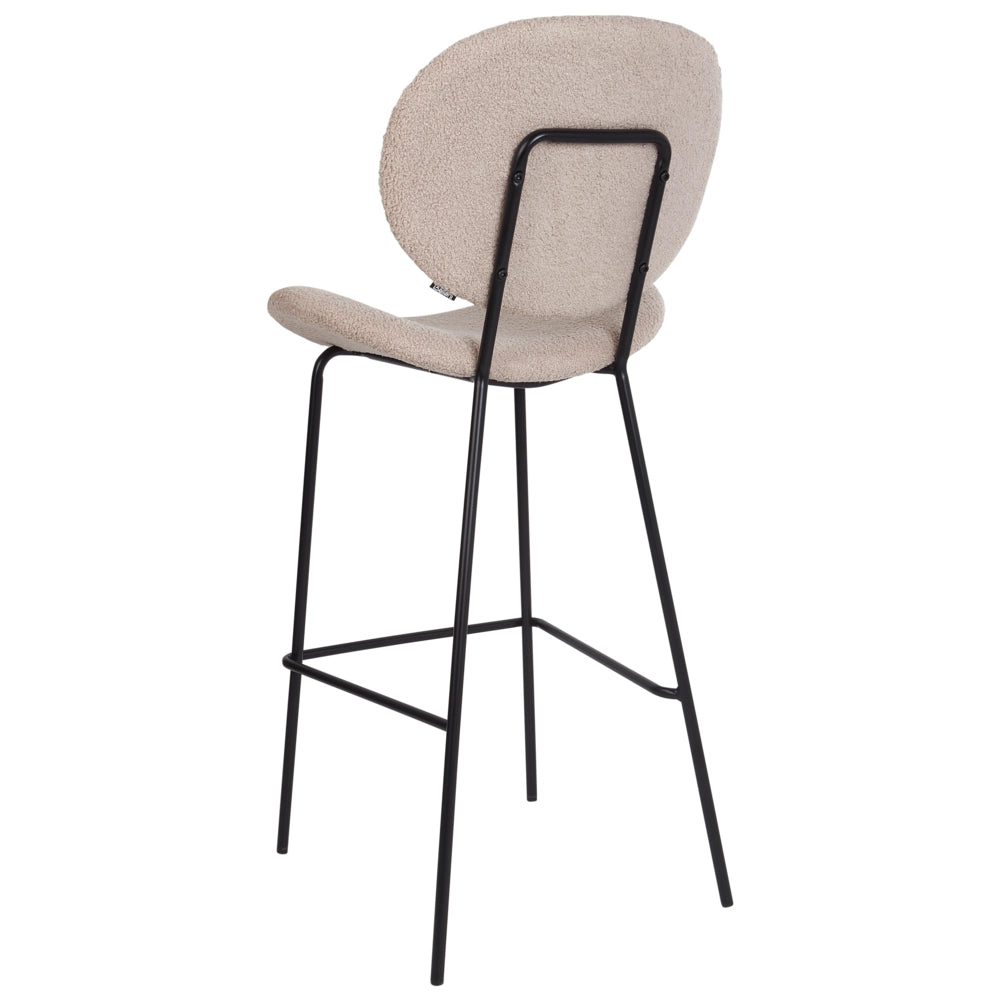 Set di 2 sedie da bar Beige chiaro senza braccioli Gambe in ferro nero Boucle Design contemporaneo retrò Sedute per la sala da pranzo