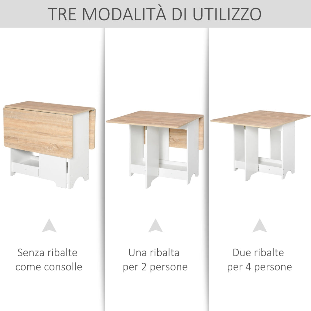 Tavolo Consolle a Ribalta con Mensola, Tavolino da Salotto Pieghevole
