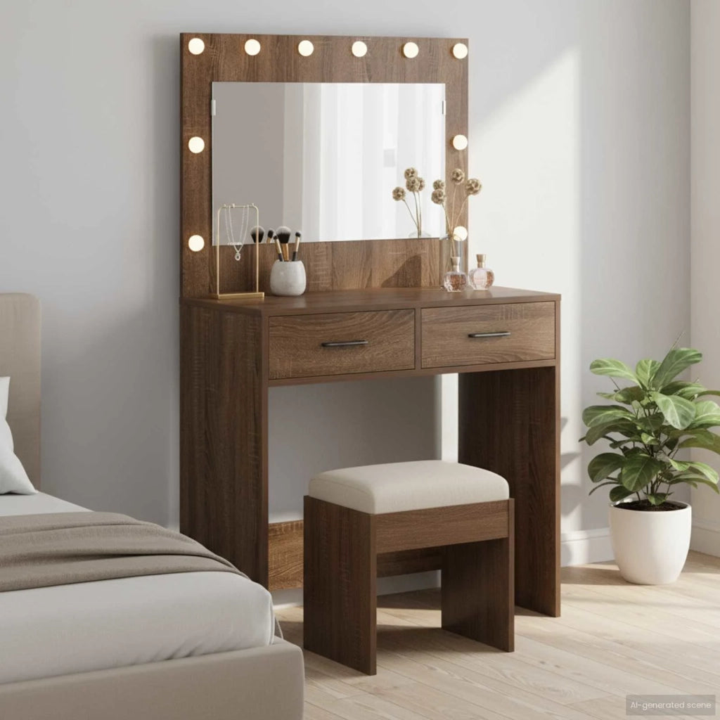 Tavolo da Trucco con cassetto Rovere Marrone 78,5 x 41 x 135 cm 865034