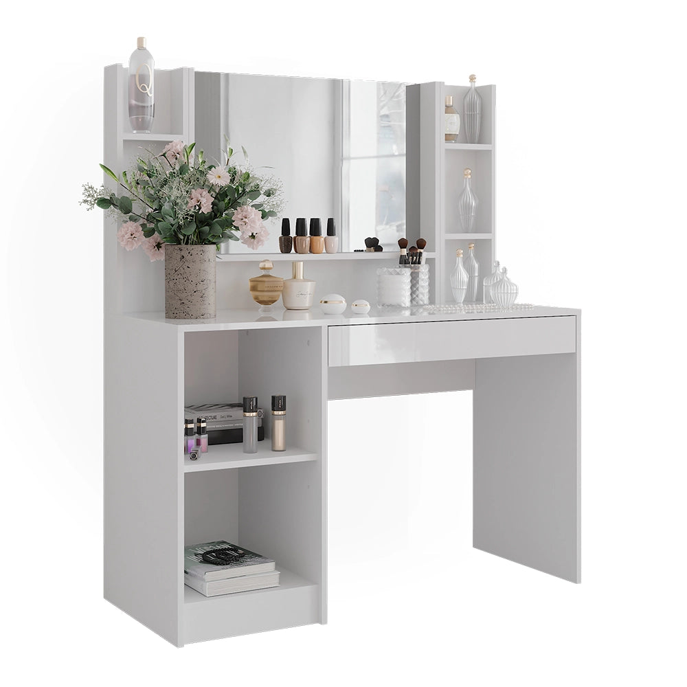Vicco Tavolo da toeletta Bianco/bianco lucido 119.8 cm 4 parti