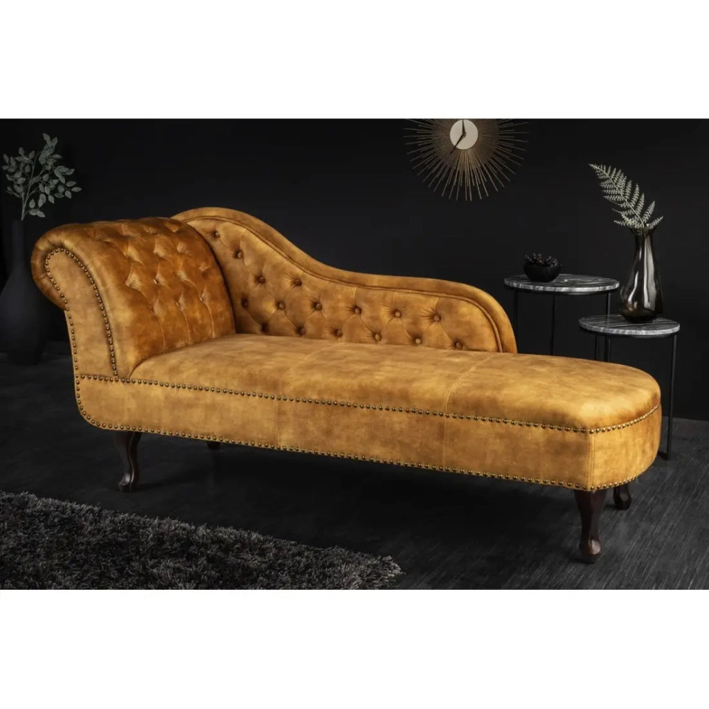 Méridienne EDGAR – Giallo senape – Velluto stile barocco