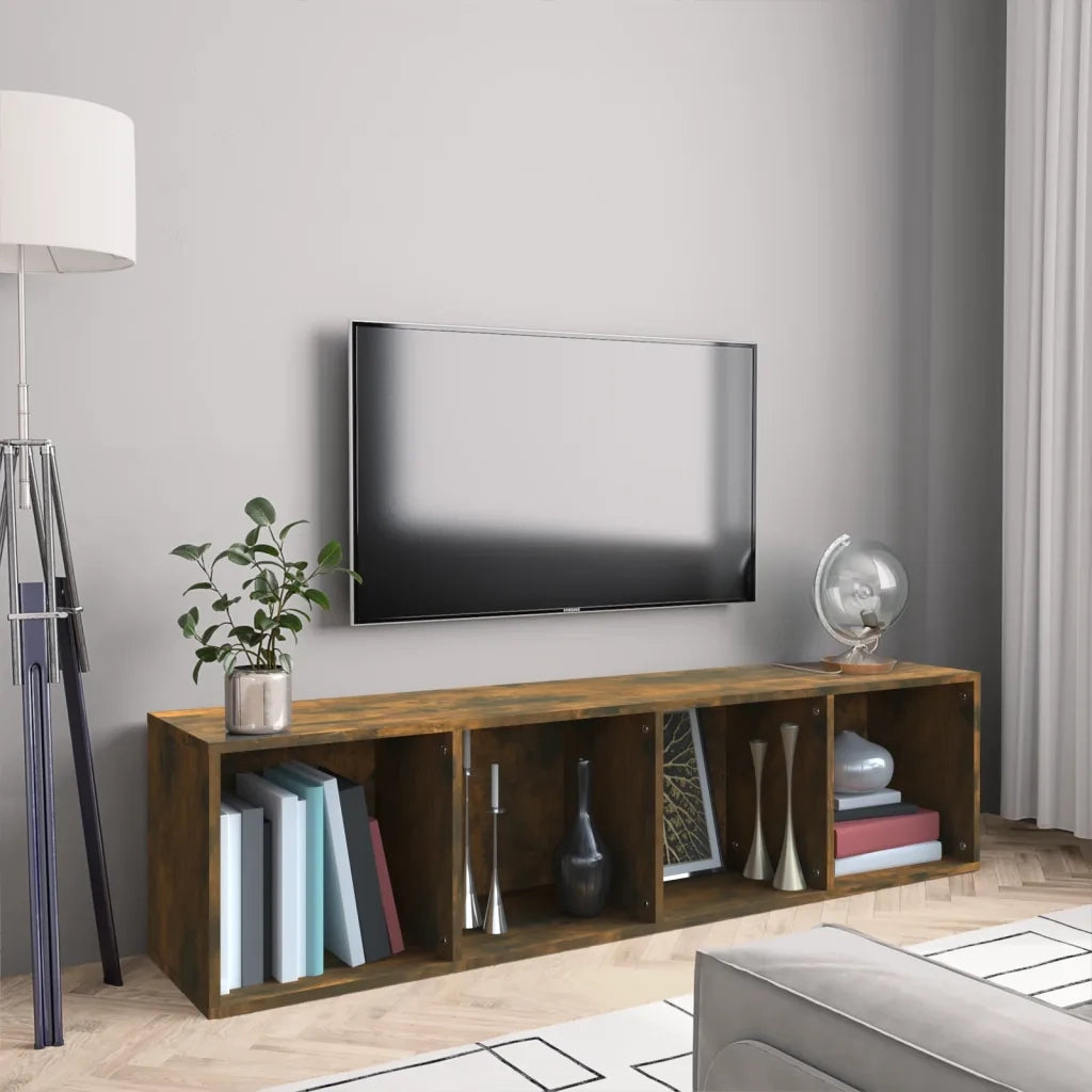 Libreria-Mobile TV Rovere Fumo 143x30x36cm in Legno Multistrato