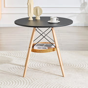 Tavolo da Pranzo Rotondo ¨C MINIMAL ¨C Piano MDF Nero, Gambe Massello, ?80 cm, 2-4 Persone