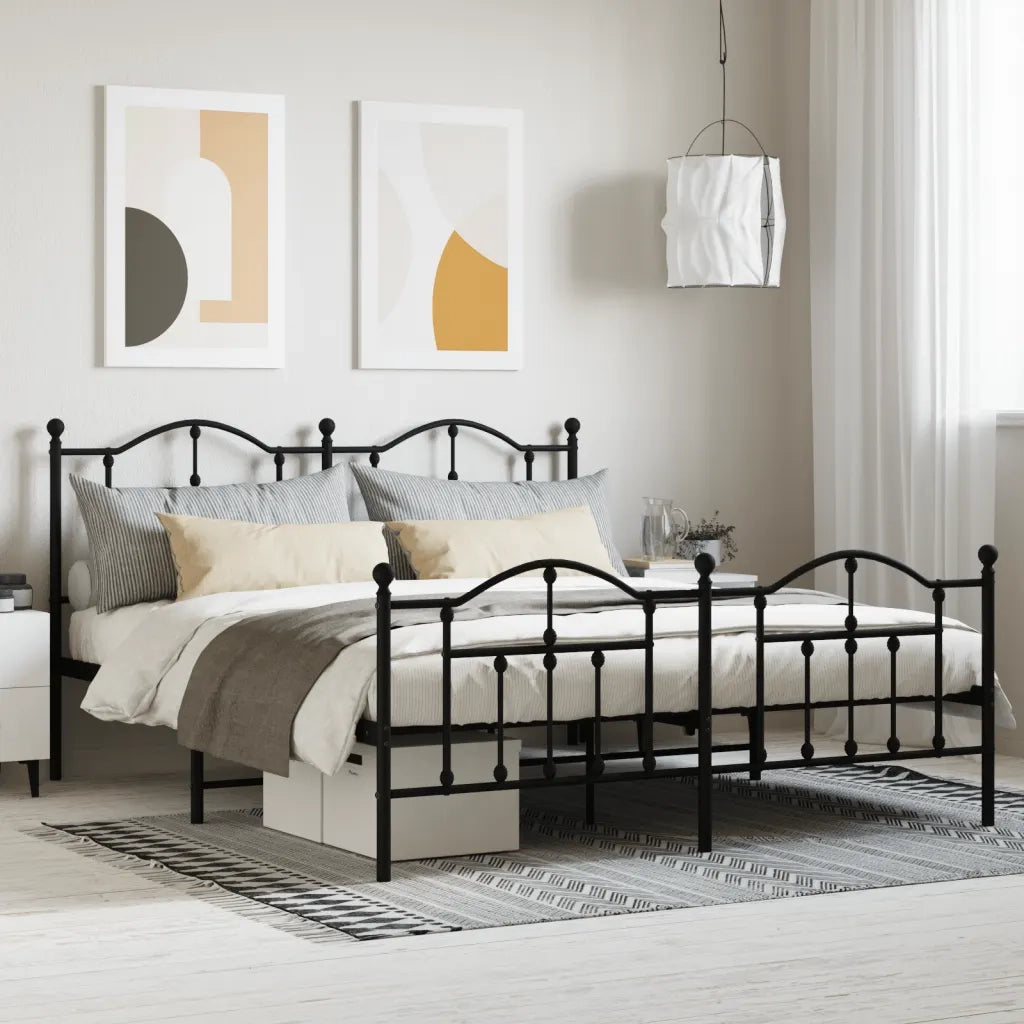 Giroletto con Testiera e Pediera Metallo Nero 180x200 cmcod mxl 105740