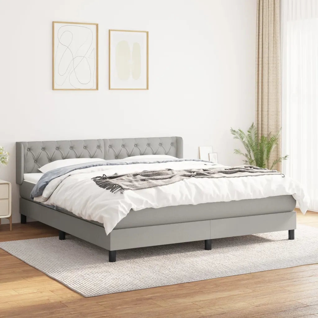 Giroletto a Molle con Materasso Grigio Chiaro160x200 cm Tessuto 3129961