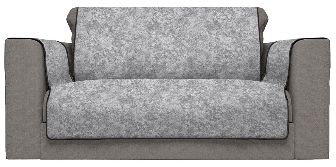 Copridivano con Copri Braccioli Seduta 60 cm in Poliestere e Cotone Grigio Scuro