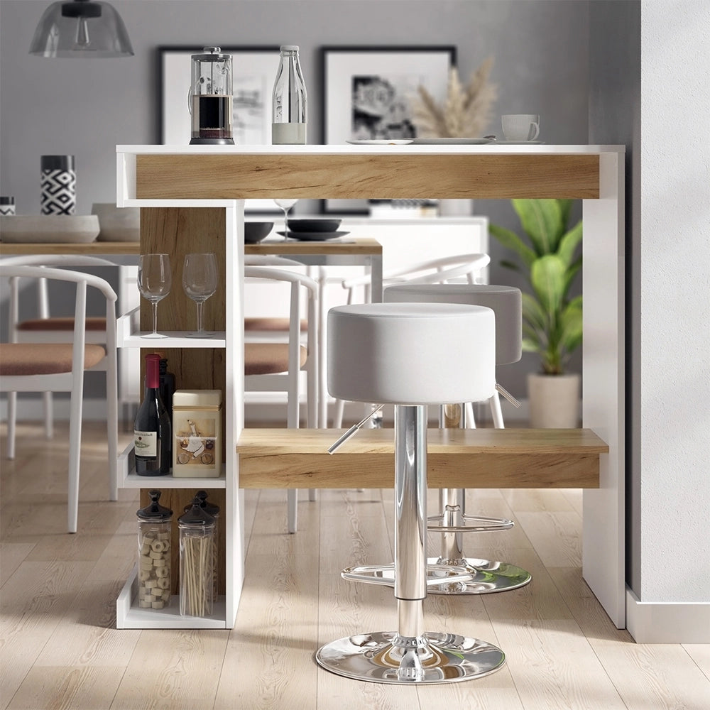 Vicco tavolo bar con sgabelli Rovere bianco/dorato 108 x 50 cm con 2 sgabelli da bar
