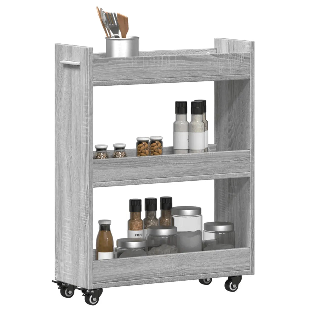 Mobile con Ruote Grigio Sonoma 60x22x79 cm in Legno Multistrato 840420