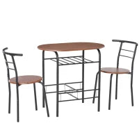 Set Tavolo Moderno con 2 Sedie per Sala da Pranzo, Set 3 Pezzi Mobili Salvaspazio da Cucina, Balcone, Ristorante o Bar, Marrone e Nero