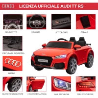 Macchina Elettrica per Bambini 3-5 Anni Licenza AUDI TT con Telecomando e Fari LED, 102x60x44 cm, Rosso