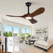 Ventilatore da soffitto 42 pollici con illuminazione e telecomando, 3 pale legno massello, motore DC silenzioso reversibile, 3CCT dimmerabile