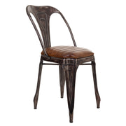 Sedia in metallo e pelle marrone 39x52x84h cm