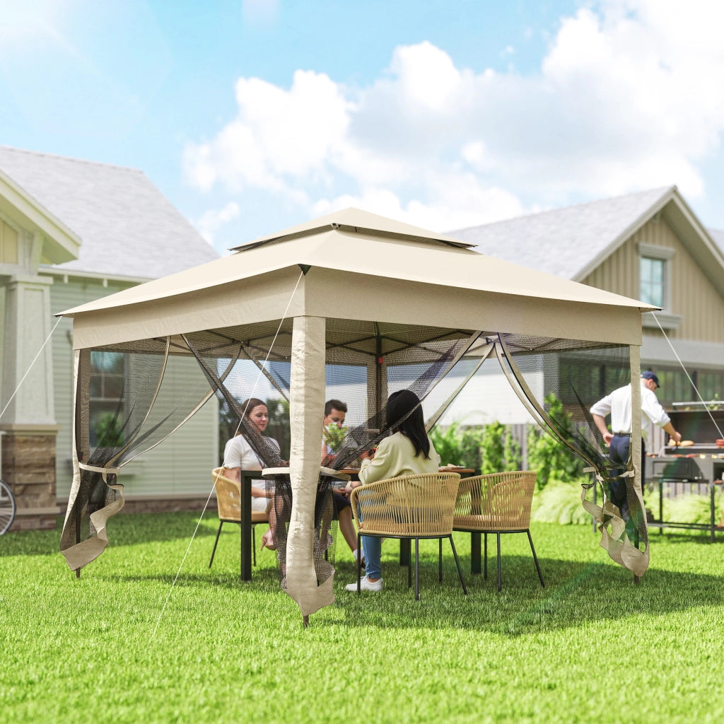 Tonnelle da giardino pieghevole 3x3m ¨C zephmum ¨C crema, metallo, poliestere