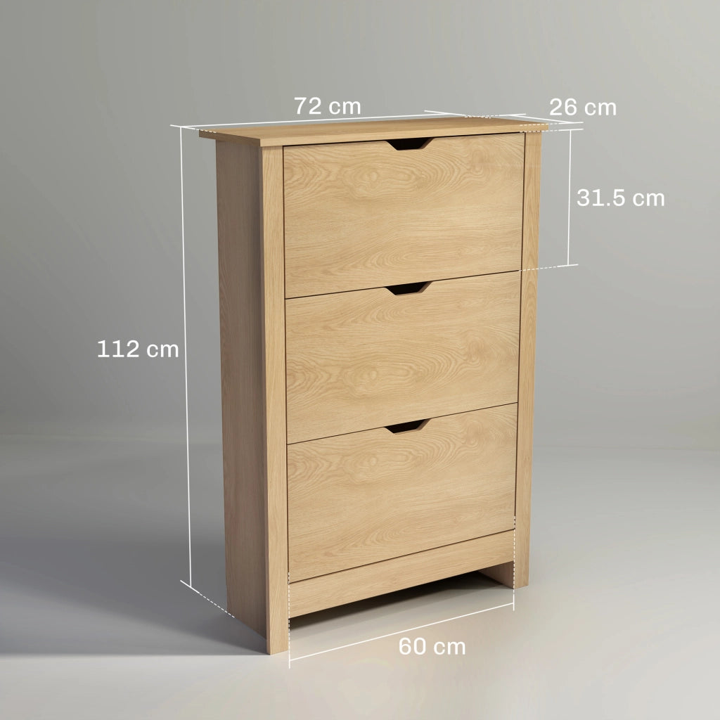 Scarpiera con Cassetti e Ripiani ¨C zephmum ¨C Naturale 72x26x112 cm