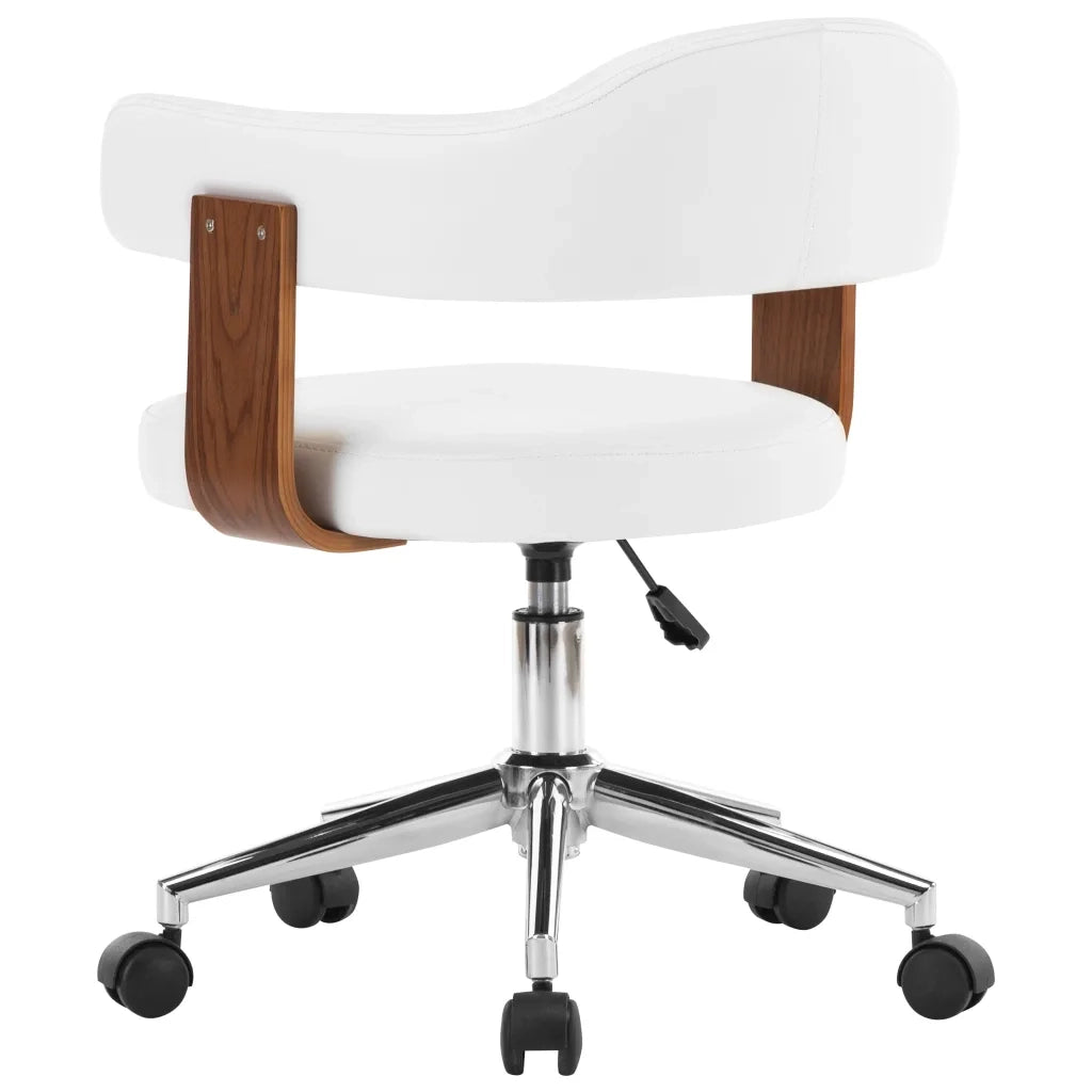 Sedie da Pranzo Girevoli 4 pz Bianche Legno Curvo e Similpelle 3054894