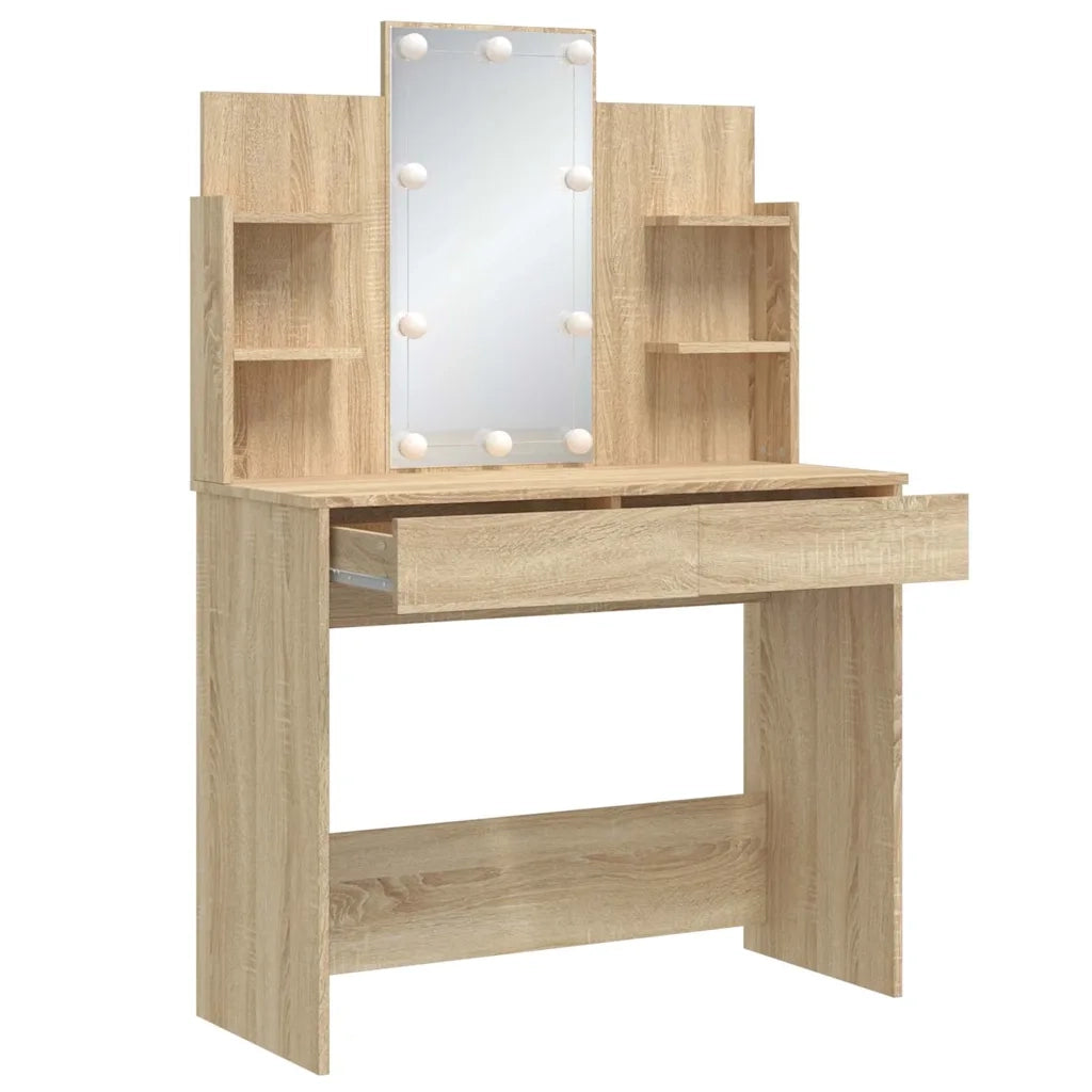 Toeletta con Luci LED Rovere Sonoma 96x40x142 cm 837894