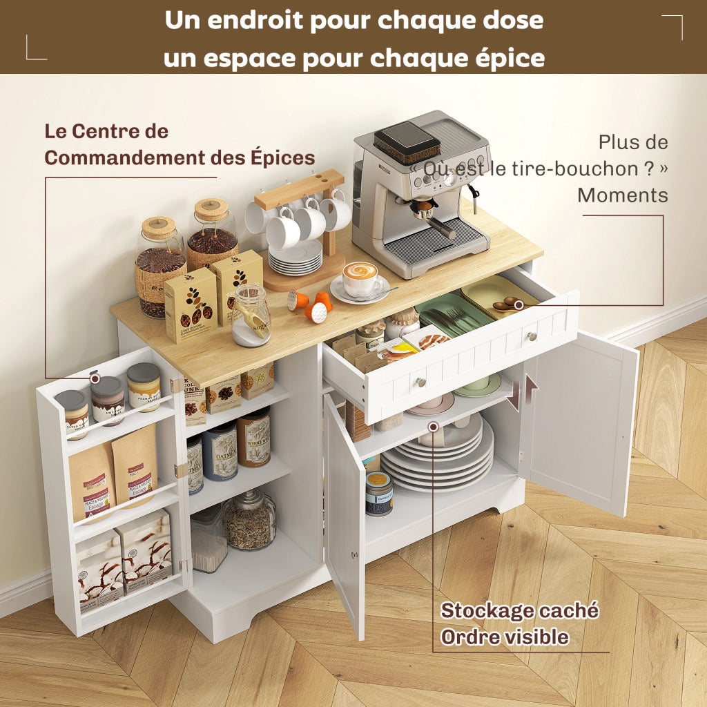 Armadio da cucina ¨C zephmum ¨C bianco, con 3 ante, cassetto, ripiani, 105x40x83 cm