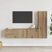 Mobili TV a Parete 3 pz Rovere Artigianale in Legno Multistrato 3328958