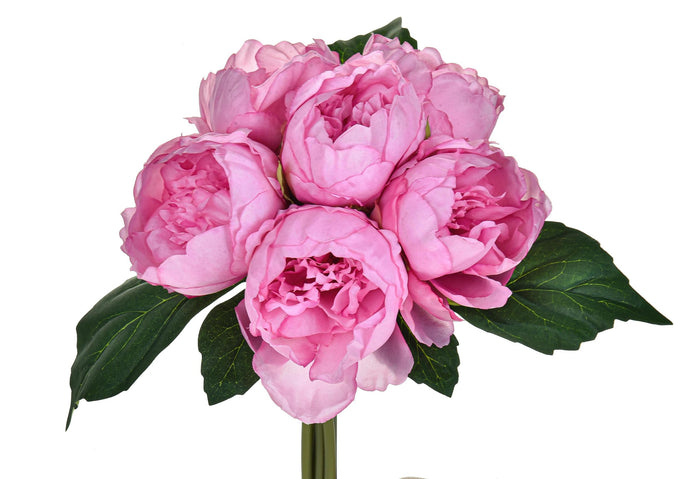 Set 3 Mazzi di Peonie con 6 Fiori Artificiali Altezza 28 cm Rosa