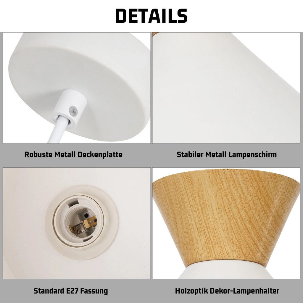 Lampada a sospensione ZMH per sala da pranzo 2 luci a sospensione bianche a 1 fiamma ?25 cm corridoio retr¨°