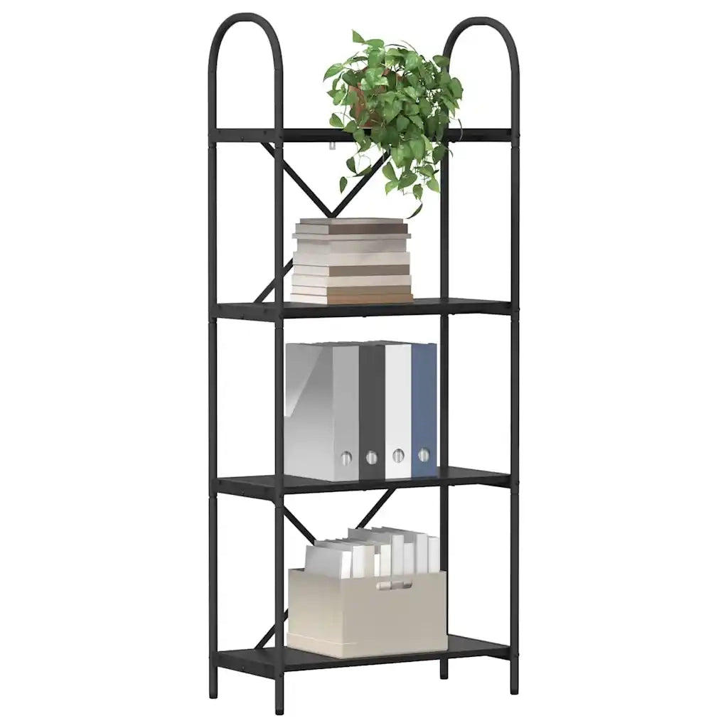 Libreria-Scaffale per Libri-Mobile di Stoccaggio Rovere Nero 60 x 30 x 146 cm Legno multistrato 314819