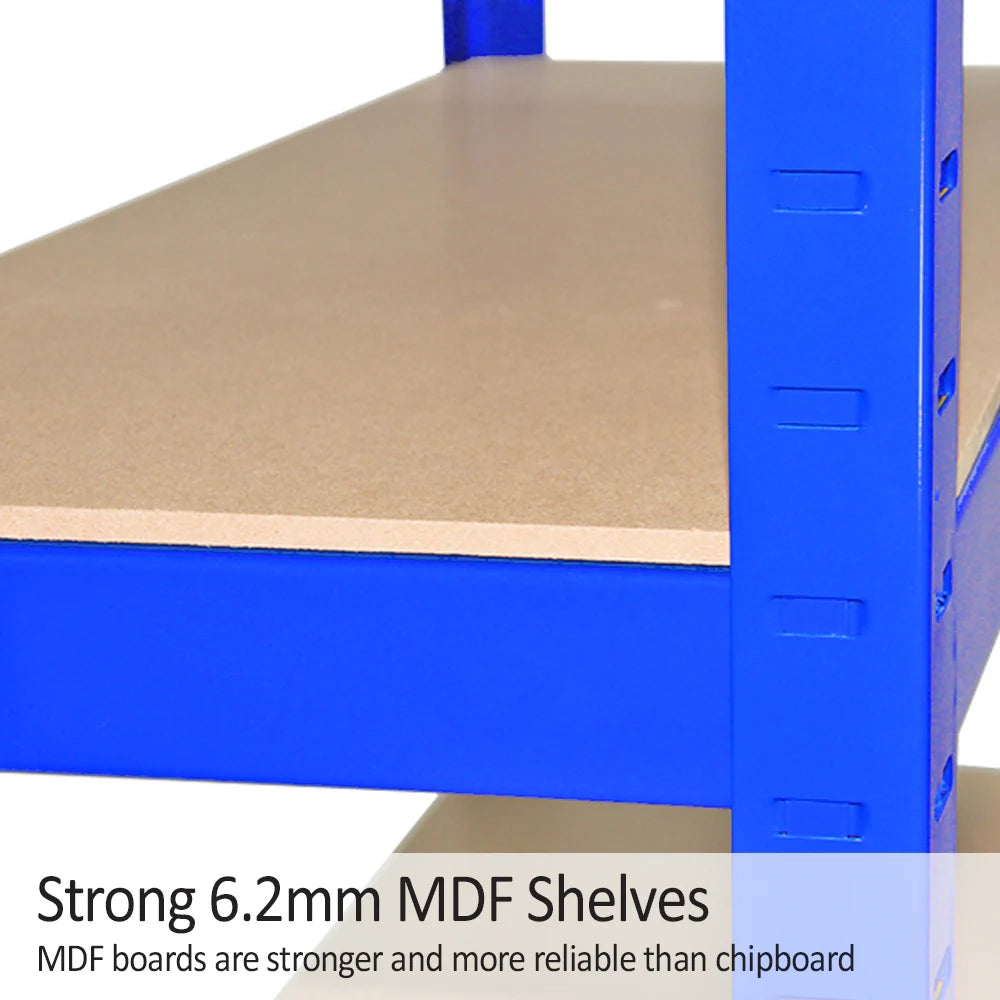 4 Scaffali in Acciaio Senza Bulloni T-Rax Blu Larghi 75cm per Magazzino e Box