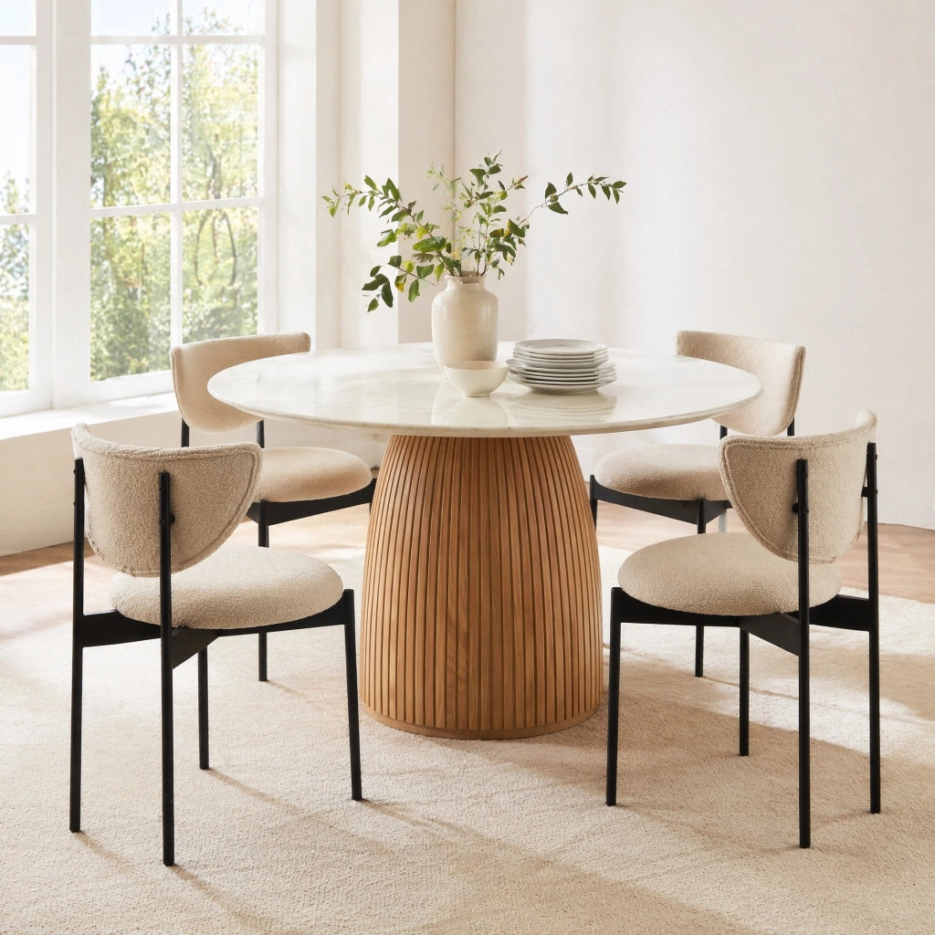 Sedia da Pranzo Set da 2 con Design Senza Braccioli Salvaspazio, in Tessuto e Metallo Beige 56 × 48 × 72 cm