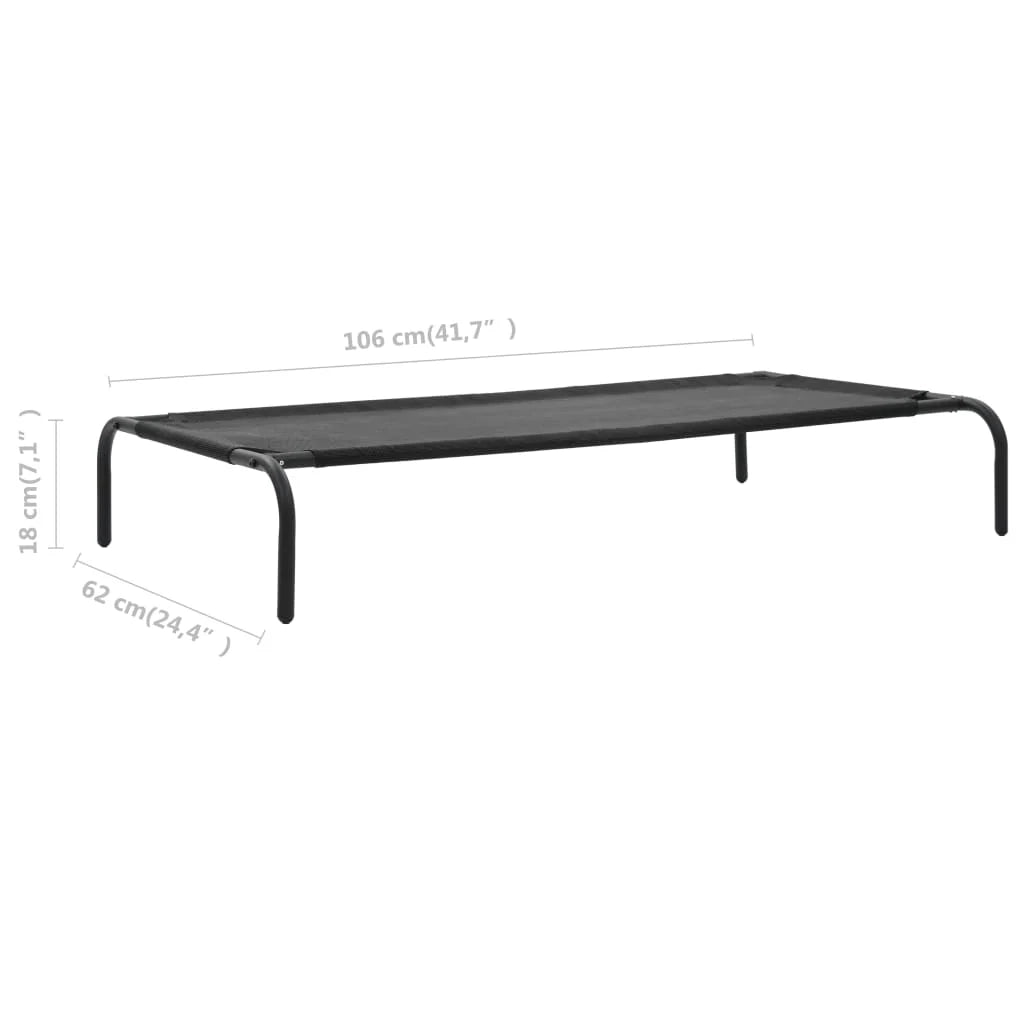 Cuccia rialzata per cani grande cesta per cani in textilene 110 x 65 x 20 cm nero 02_0001543
