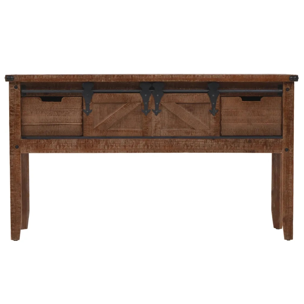 Tavolo Consolle | Tavolo d'Ingresso in Massello di Abete 131x35,5x75cm Marrone