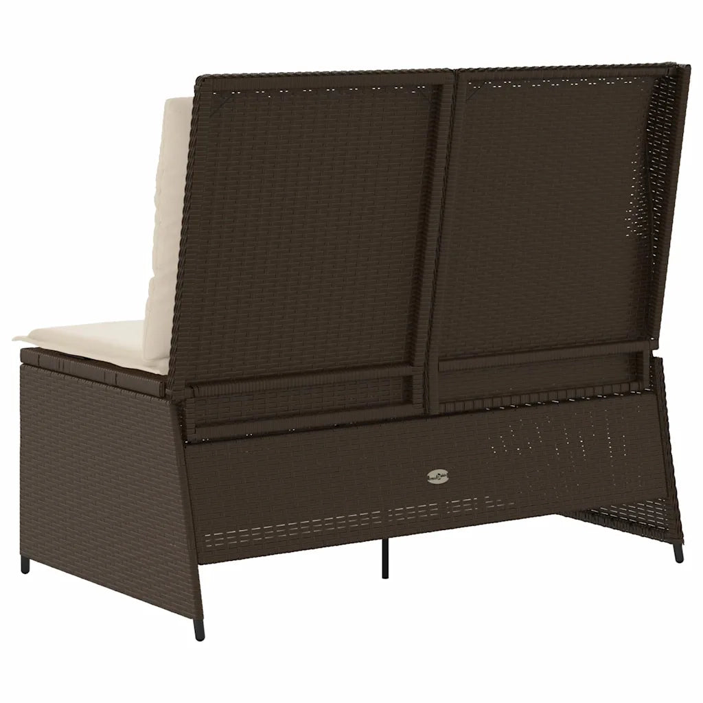Panca Reclinabile da Giardino con Cuscini-Sgabello-Sedia da esterno Marrone in Polyrattan 485109