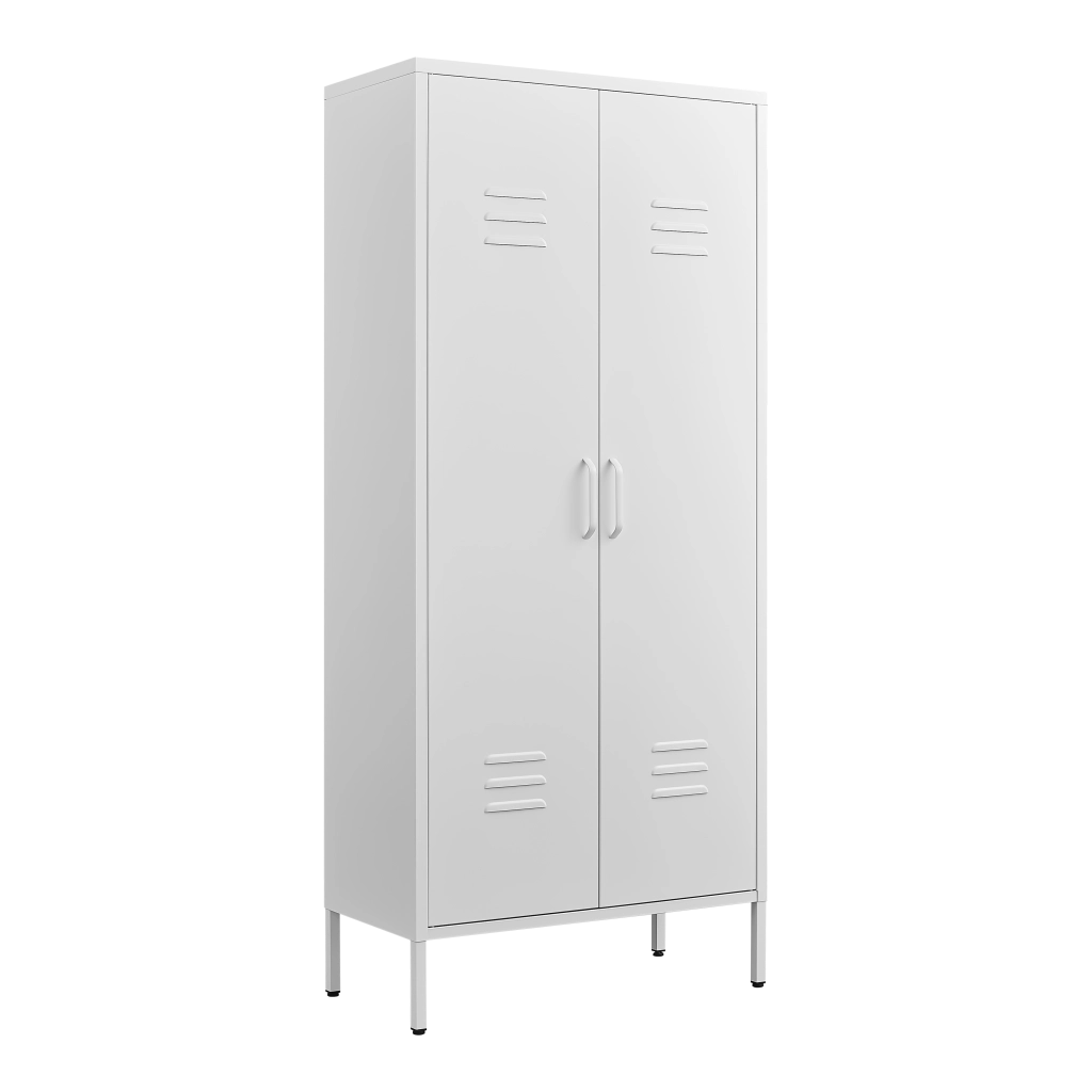ARMADIO METALLICO 156x44,5x19,5 cm Bianco con ripiani regolabili