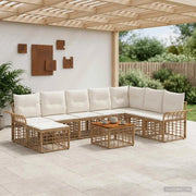 Set di divani da esterno 9 pcs Naturale e Bianco Crema 3437752