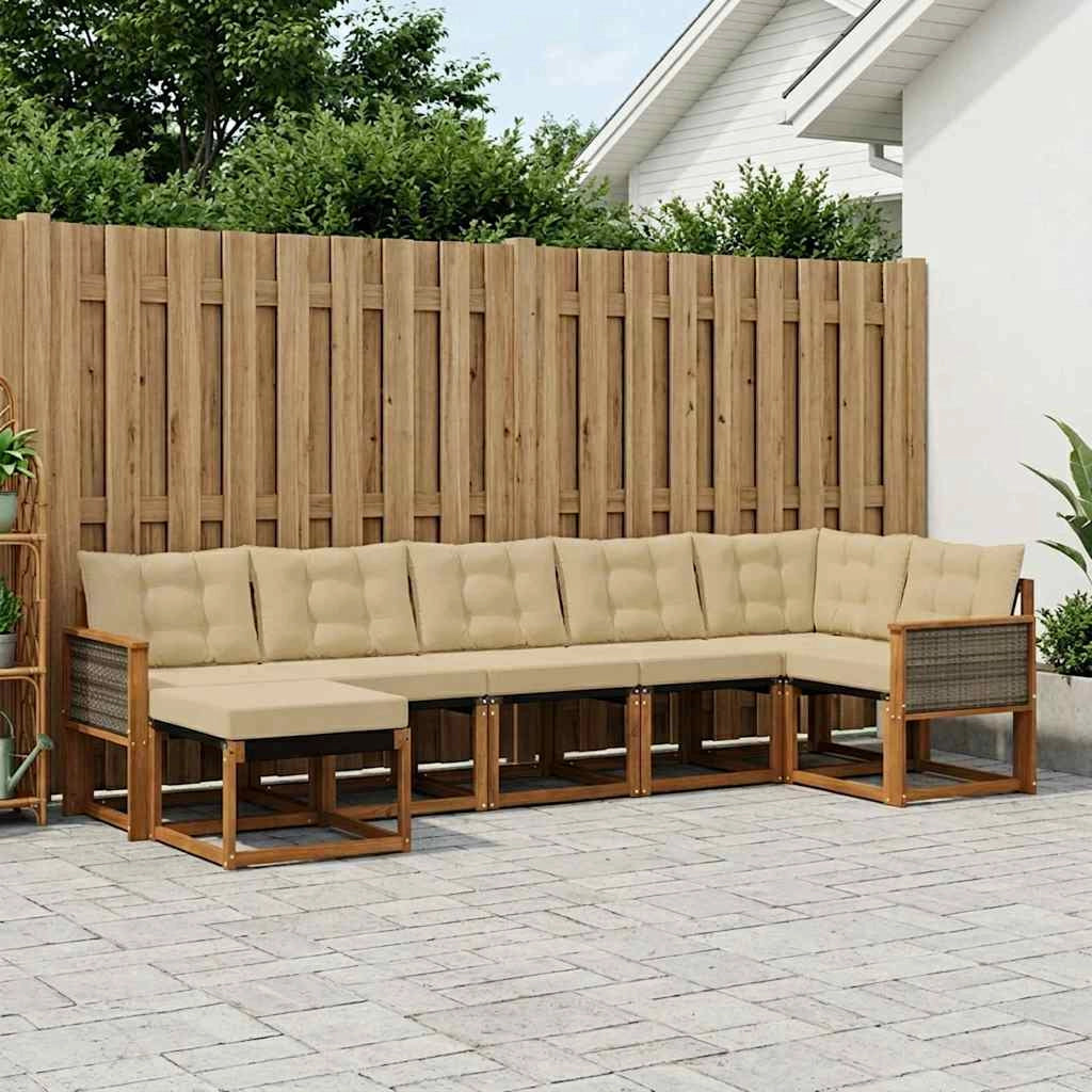Set di divani da esterno 7 pz Naturale e Beige 3382093