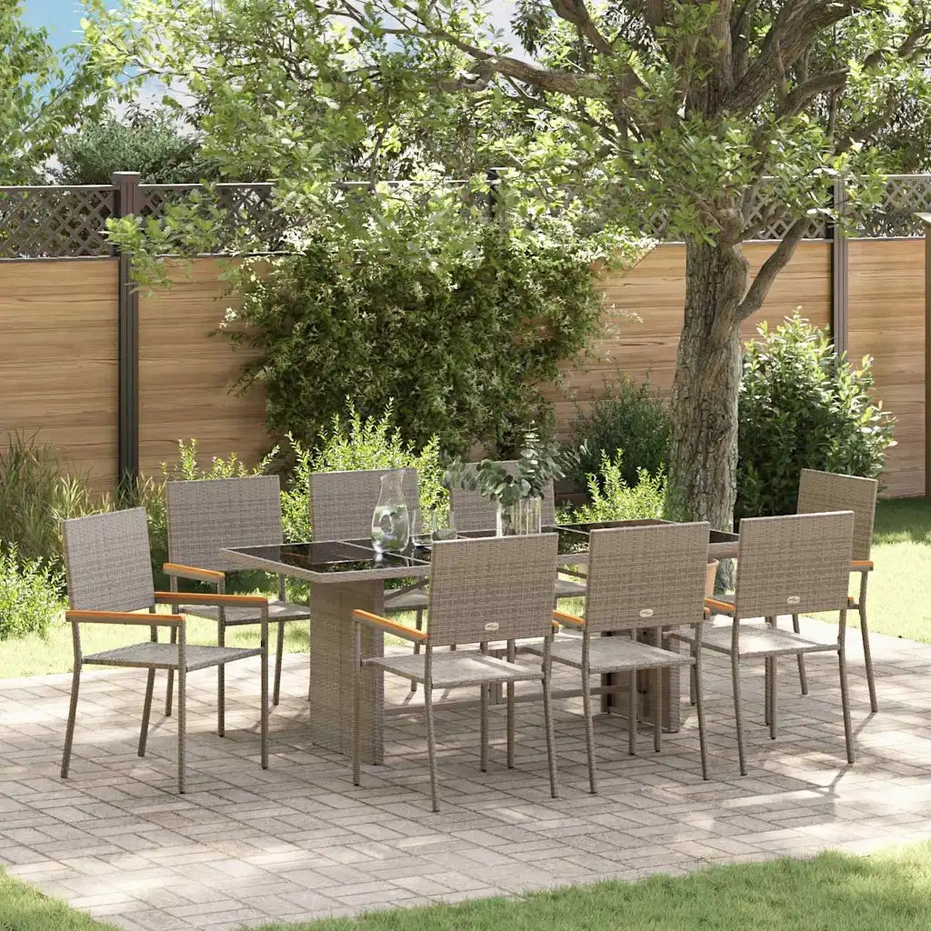 Set da Pranzo per Giardino 9 pcs Grigio polyrattan 3365428