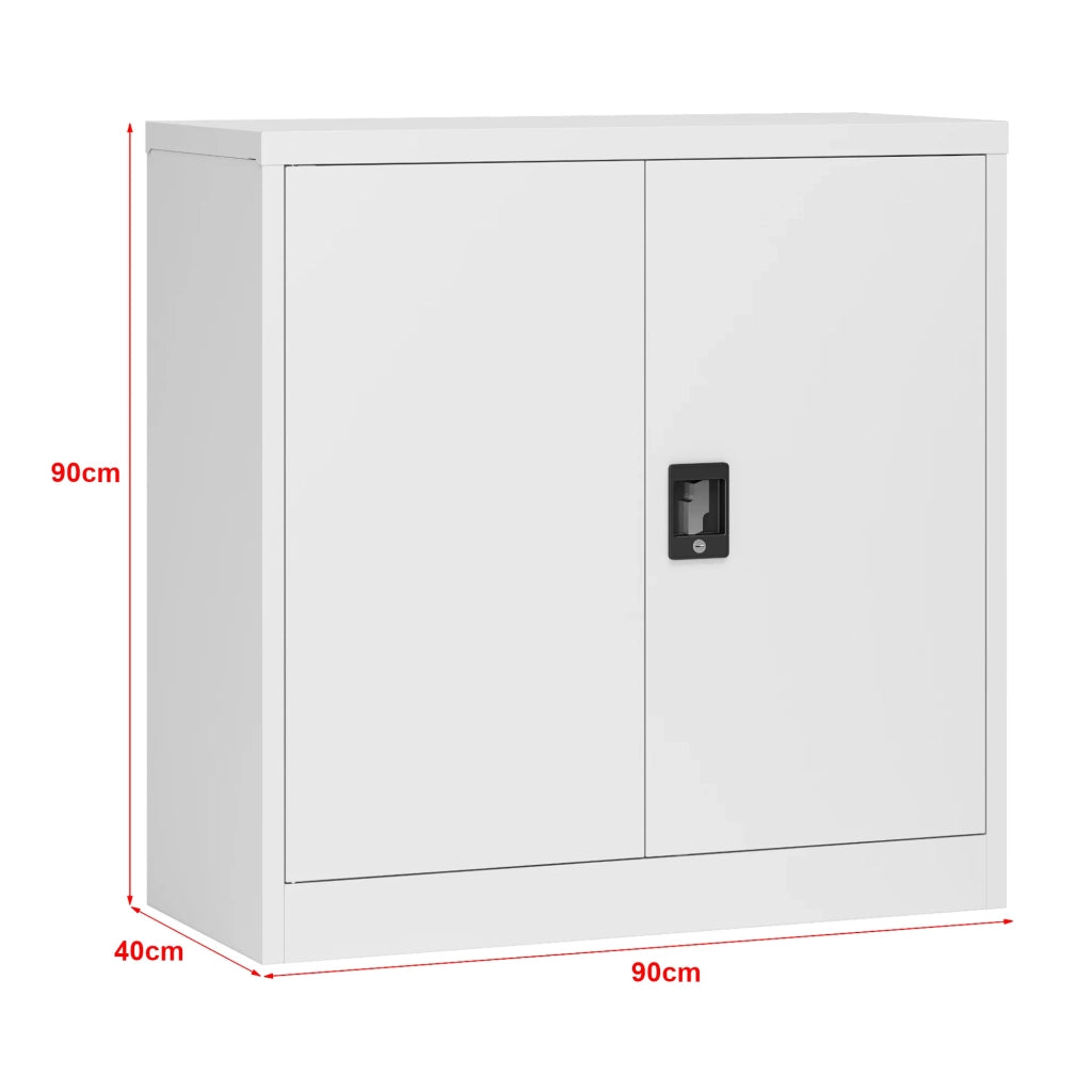 Armadio da ufficio armadietto da ufficio mobile contenitore per soggiorno ufficio camera da letto officina acciaio laccato 90 x 40 x 90 cm grigio chiaro 03_0006321