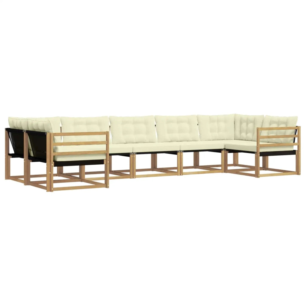 Set di divani da esterno con cuscino 7 pcs Bianco e Crema