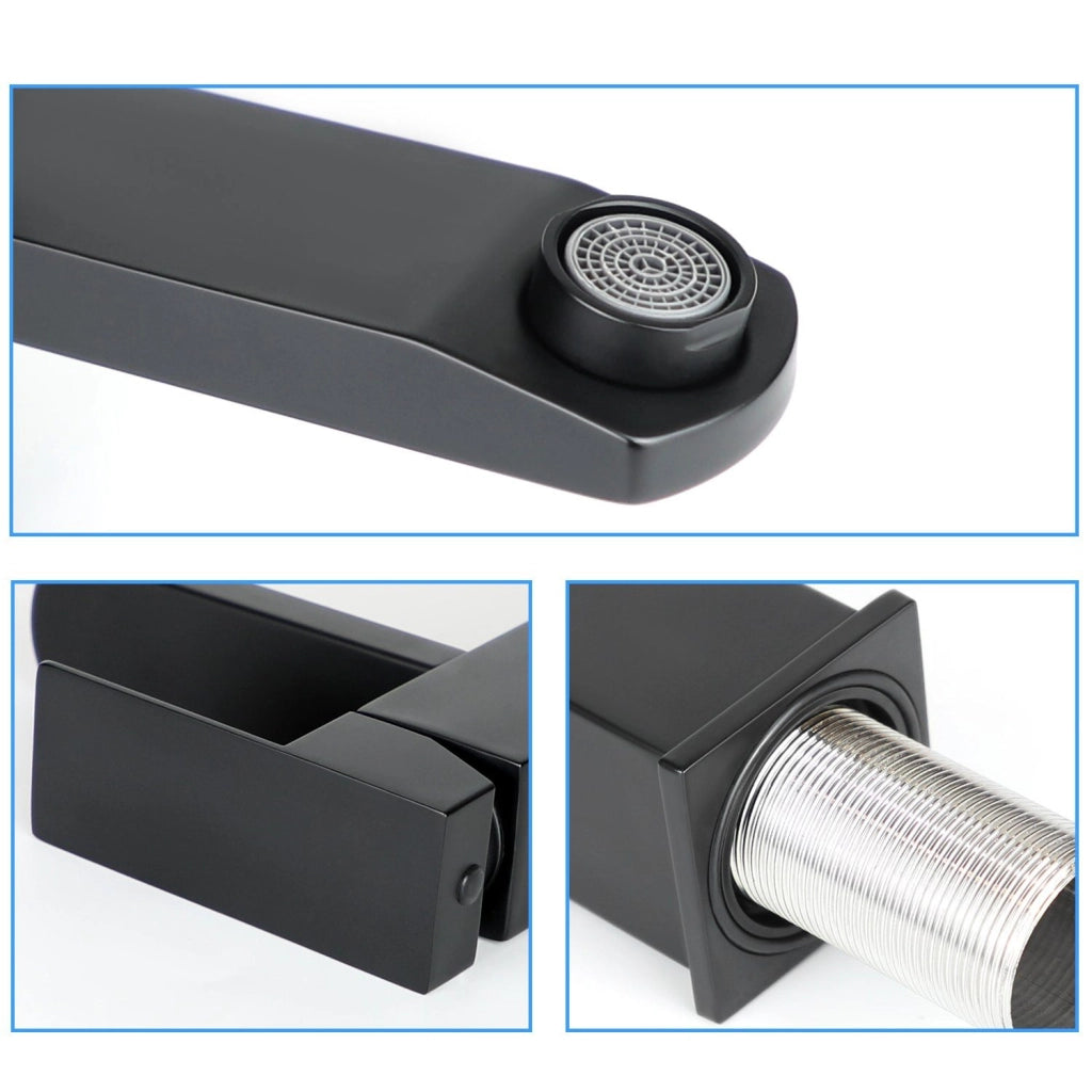 ZMH Miscelatore monocomando in acciaio inox nero miscelatore acqua calda fredda ad alta pressione per bagno