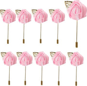 Set di 10 spille per fiocchi di fiori - Manufatti a mano - Facili da indossare - Per matrimoni, feste di gala - Sposo, damigella d'onore