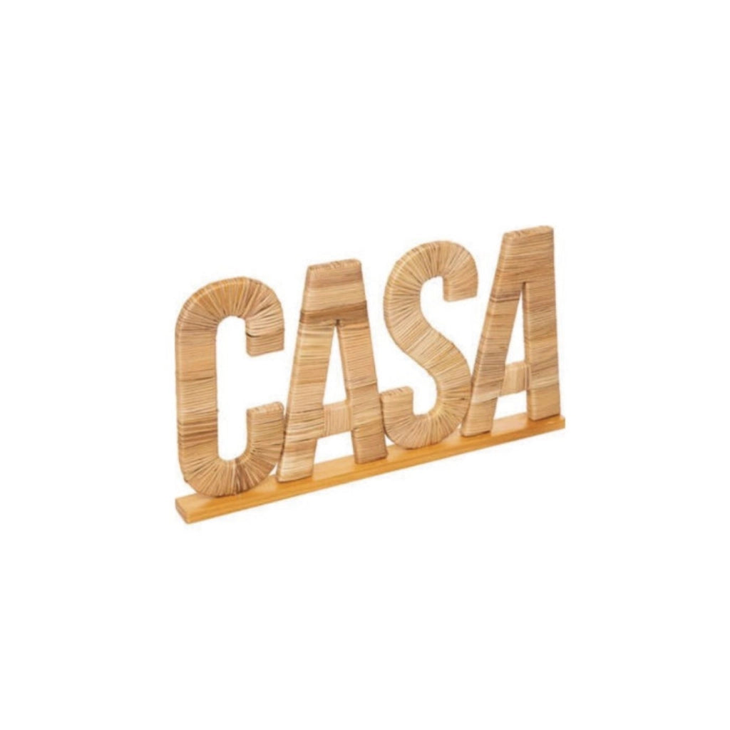 Scritta decorativa "CASA" in rattan beige