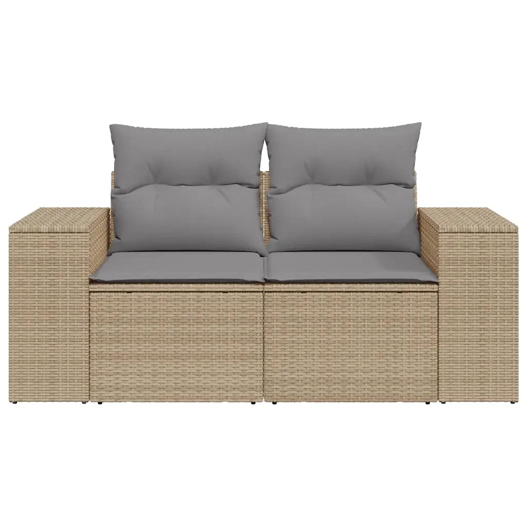 Divano da Giardino con Cuscini a 2 Posti Beige in Polyrattan 366108