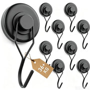 Haken magnetici extra resistenti - 36 kg di forza di trazione - Magnetici neodimio - Haken girabili - Acciaio inossidabile - 9 pezzi - Haken magnetici