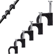 500 pezzi di clip per cavi neri - 4mm 6mm 7mm 8mm 10mm - clip per gestione dei cavi con chiodi resistenti - clip per parete per organizzazione dei cavi ordinati.